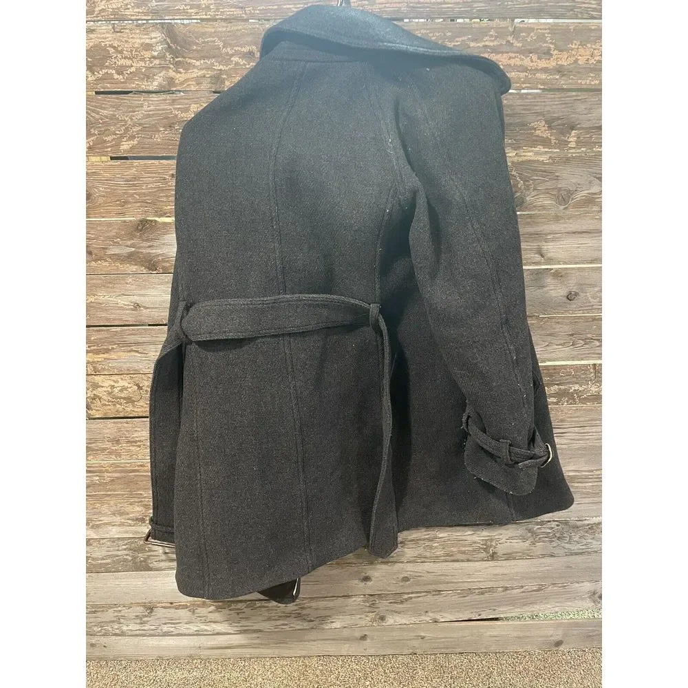 J Crew Majesty Peacoat Gray Wool Blend Stadium Cloth Nello Gori Size 10 - Picture 9 of 13